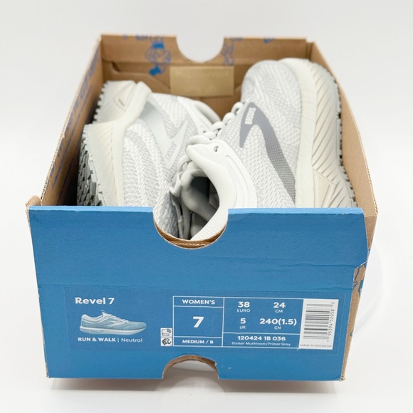 Brooks Revel 7 Shoes Size 7 Womens Oyster Mushroom / Primer Gray 120424-1B-036 - Picture 4 of 9